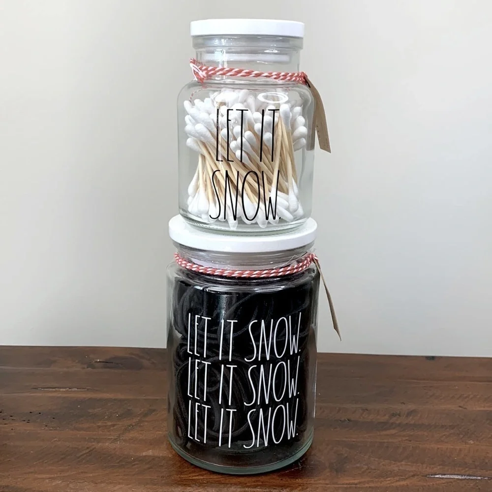 Rae Dunn • Let It Snow Cosmetic Jar Set